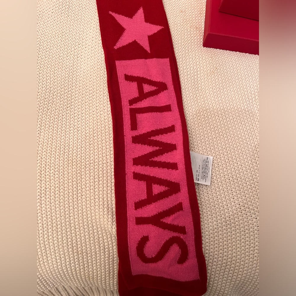 Red and Pink 'Always' Scarf